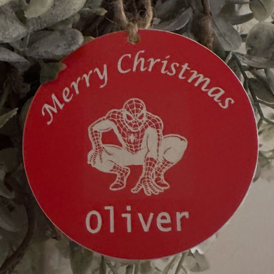 Personalised Spider-Man Christmas Bauble – Add Any Name