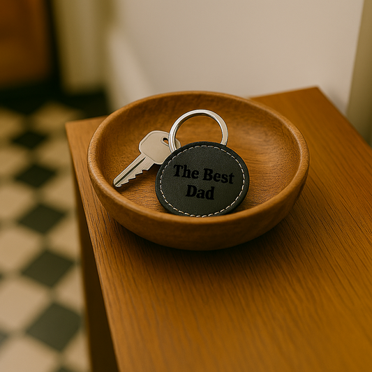 Personalized Leather Keyring – Custom Engraved Text Gift for Him or Her