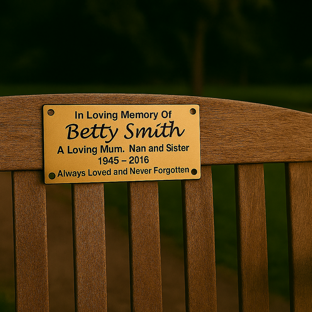 Personalised Memorial Plaque – Gold Engraved Nameplate In Loving Memory