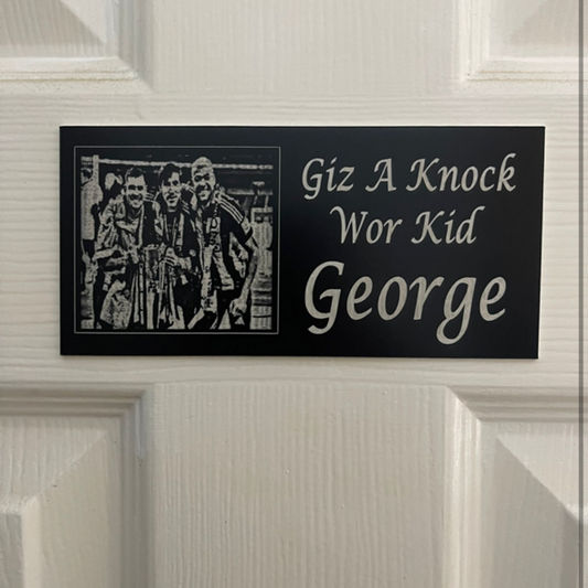 Personalized Bedroom Door Plaque – Custom Engraved Text & Football Celebration Design